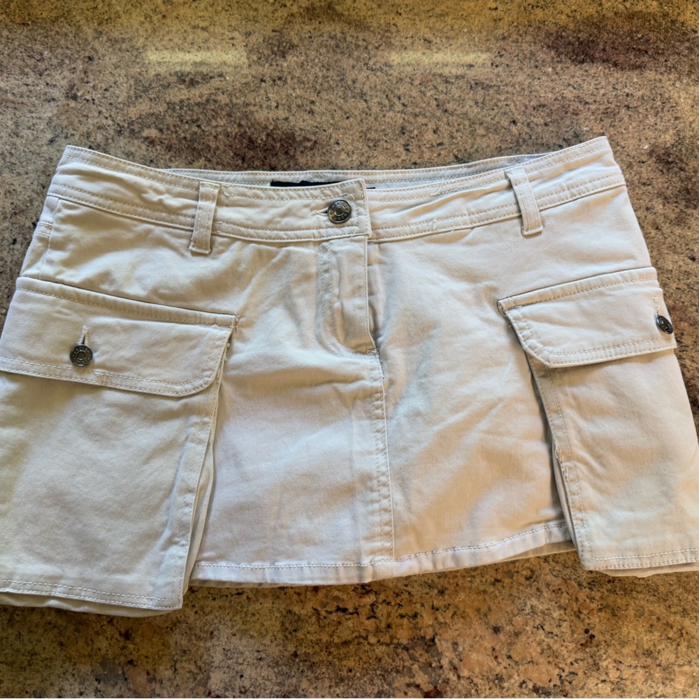 Refuge Cream Cargo Mini Skirt Built in Shorts